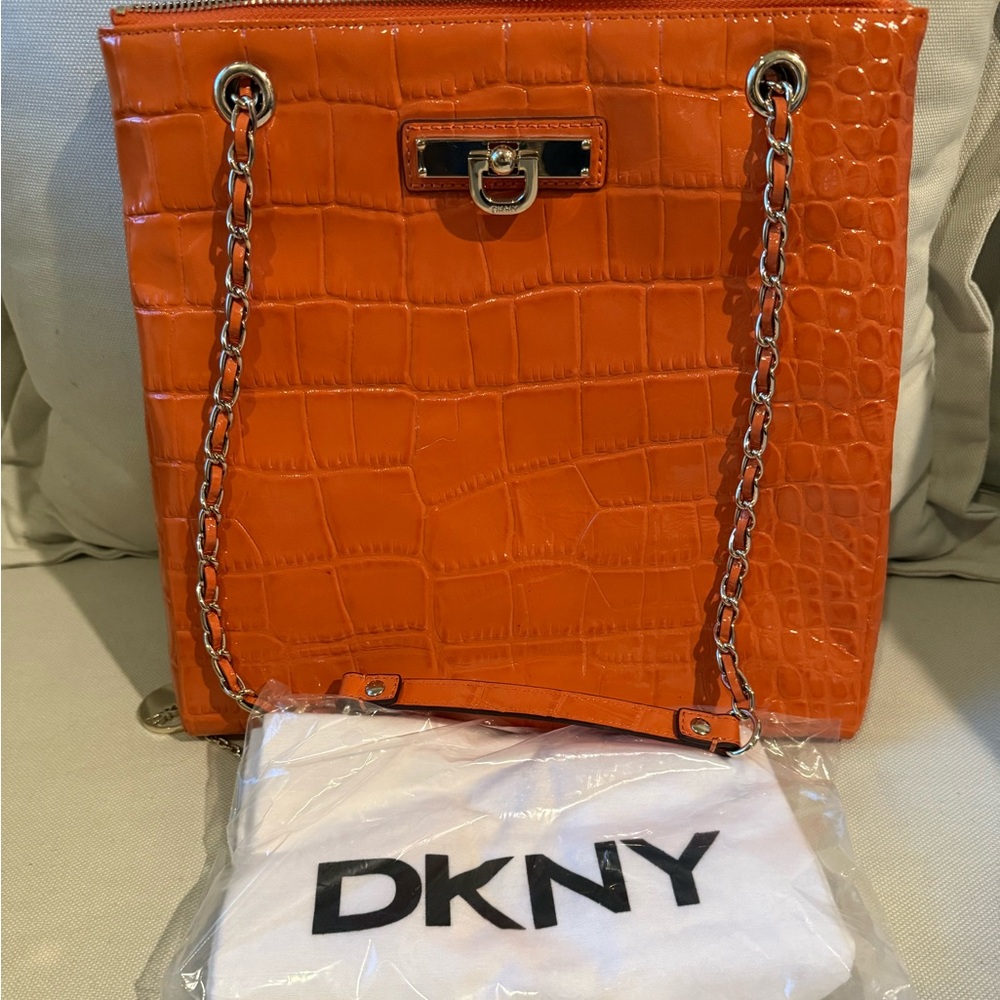 DKNY Orange Croc-Embossed Women's Bag / Crossbody